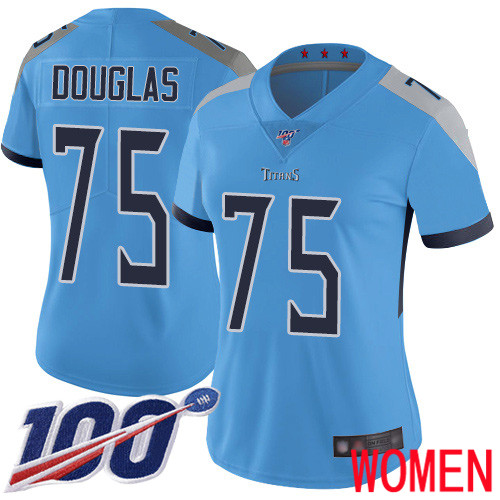 Tennessee Titans Limited Light Blue Women Jamil Douglas Alternate Jersey NFL Football #75 100th Season Vapor Untouchable->women nfl jersey->Women Jersey